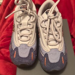 New Balance 1000 Kids Light Gray & Navy Sneakers with Orange Accents